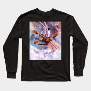 Laser Eyes Space Cat Riding Dragon Long Sleeve T-Shirt